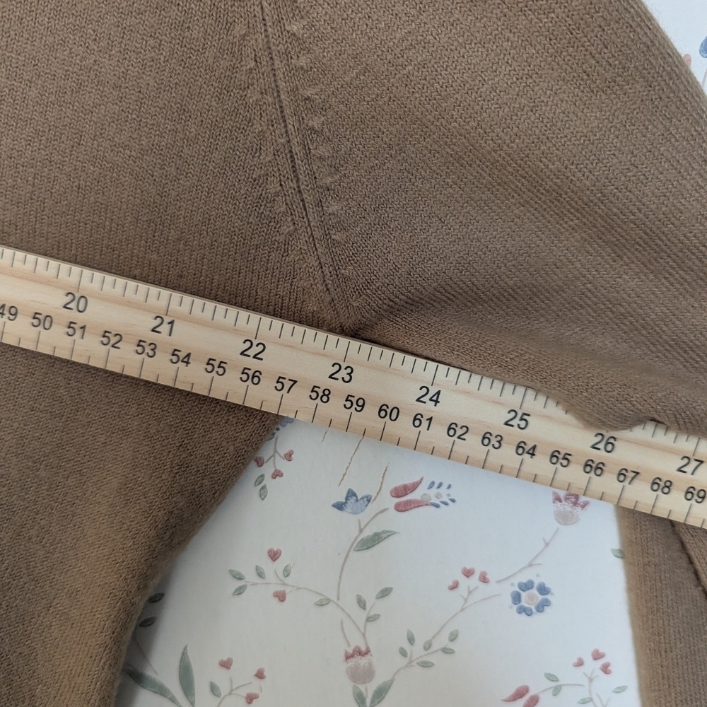 Vintage Carolyn Taylor Cardigan M Mocha Tan Shell Buttons Sweater Gramma Core - Picture 9 of 10